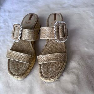 Sam Edelman Women Chase Flatform Raffia Wedge Sandals Size 10